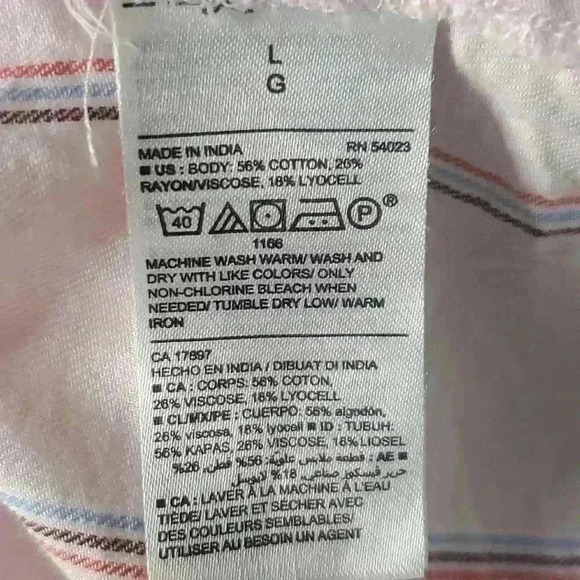 Old Navy Pink Striped Button Up Shirt *Beachy* ~Barbiecore~ sz L - Picture 9 of 12